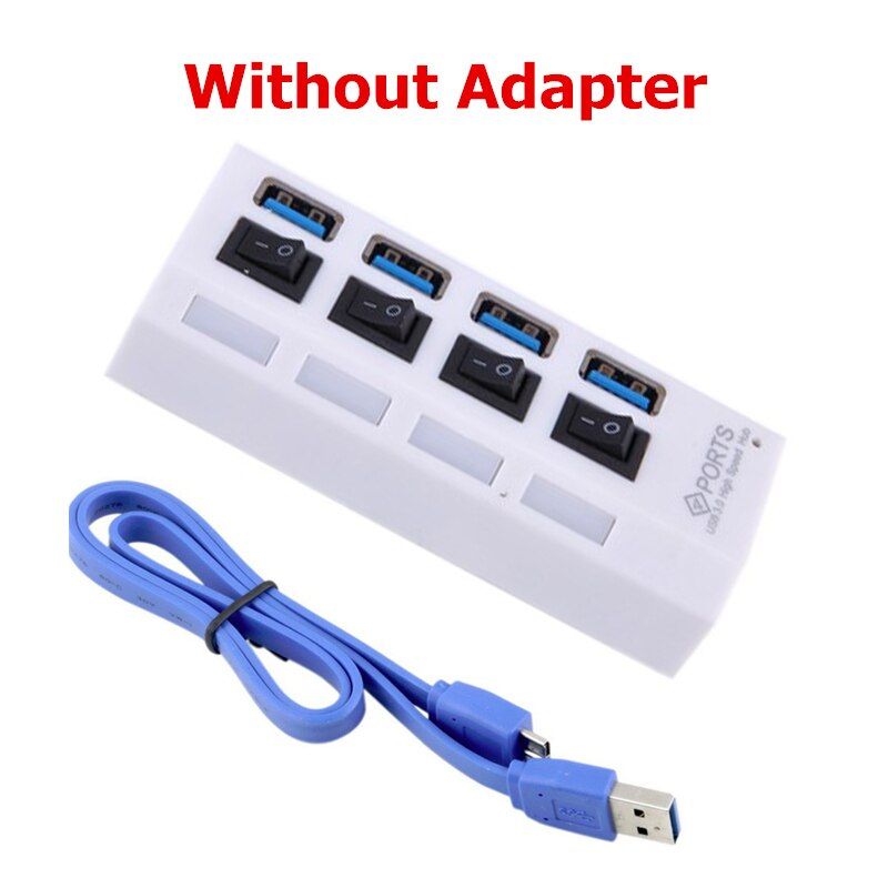 4 Port USB HUB 3.0 High Speed 4 USB 3.0 Hub with EU/US/AU/UK Power Adapter Multi USB Splitter On/Off Switch For Laptop Computer