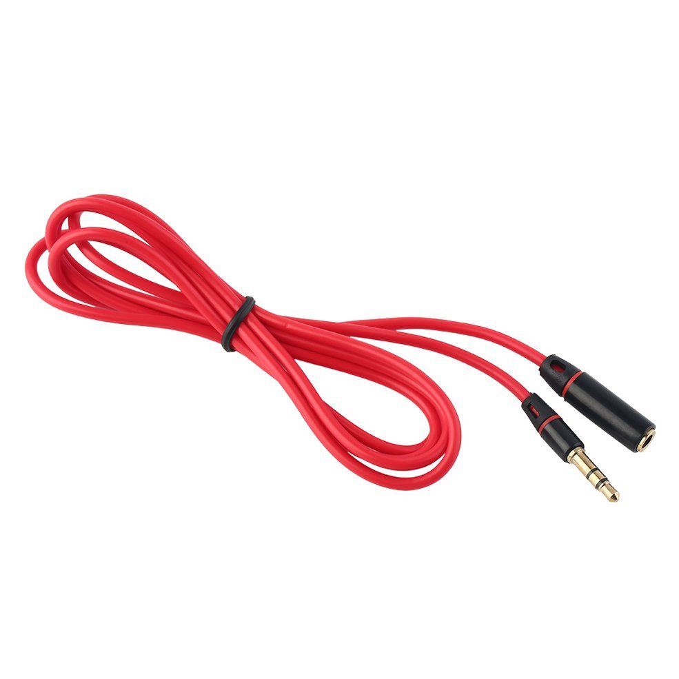 HA 3.5mm Male To Female Stereo Audio Aux Headphones Cable Extension Cords-Red