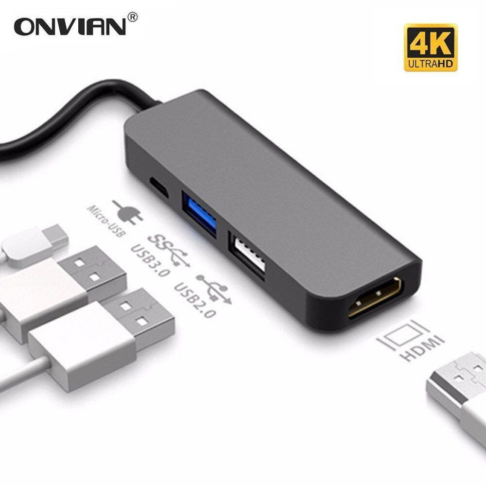 Onvian USB C Hub to 4K HDMI Hub USB 3.0 USB 2.0 Adapter Type C USB Hub 3.1 Splitter Port for MacBook Pro Huawei Xiaomi Samsung