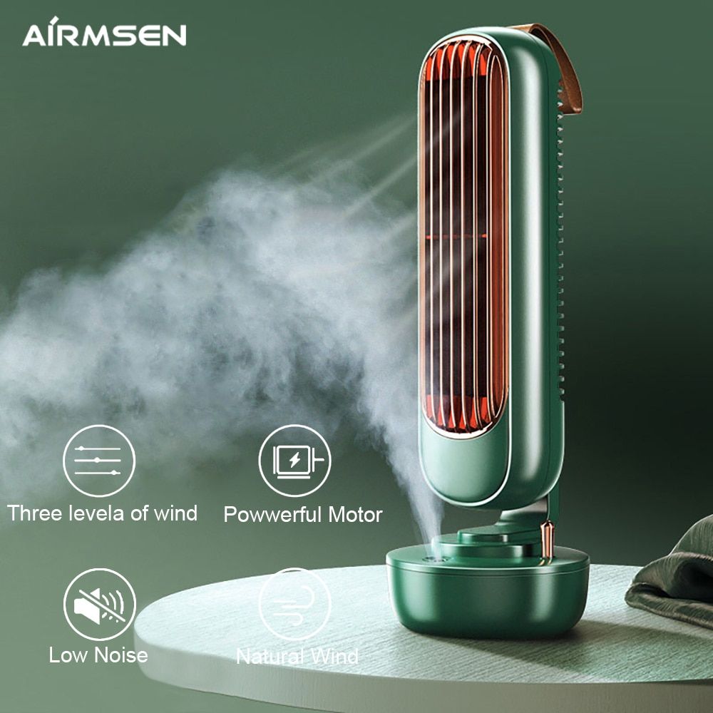 Airmsen Air Conditioning Desk Fan Portable Multifunctional Desktop Silent USB Fan Home Office Table Fan Air Cooler Humidifier