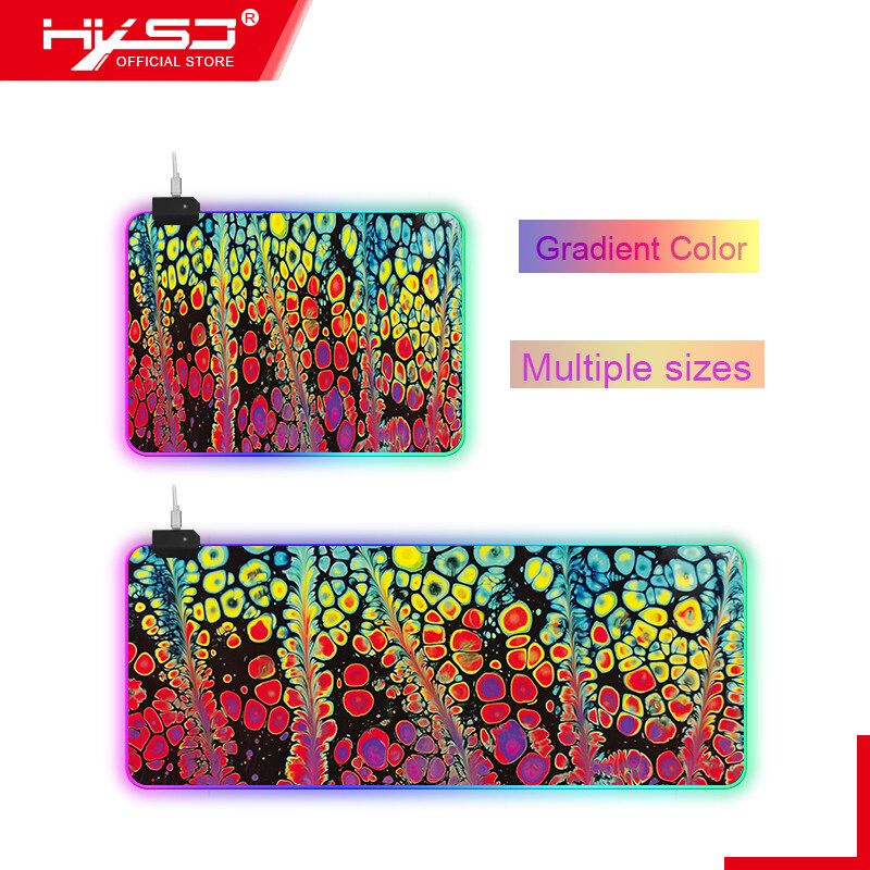 HXSJ WTU-153-L Red Seaweed RGB Mouse Pad Lock Edge Large Magic Color Luminous Anti Slip Keyboard Pad Electronic Game Desk Pad