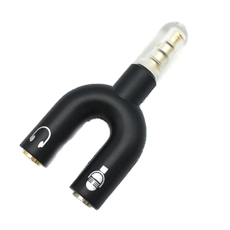 U Type Adapter Dual 3.5MM Headphone Audio Cables Splitter Microphone 2 in 1 Conn