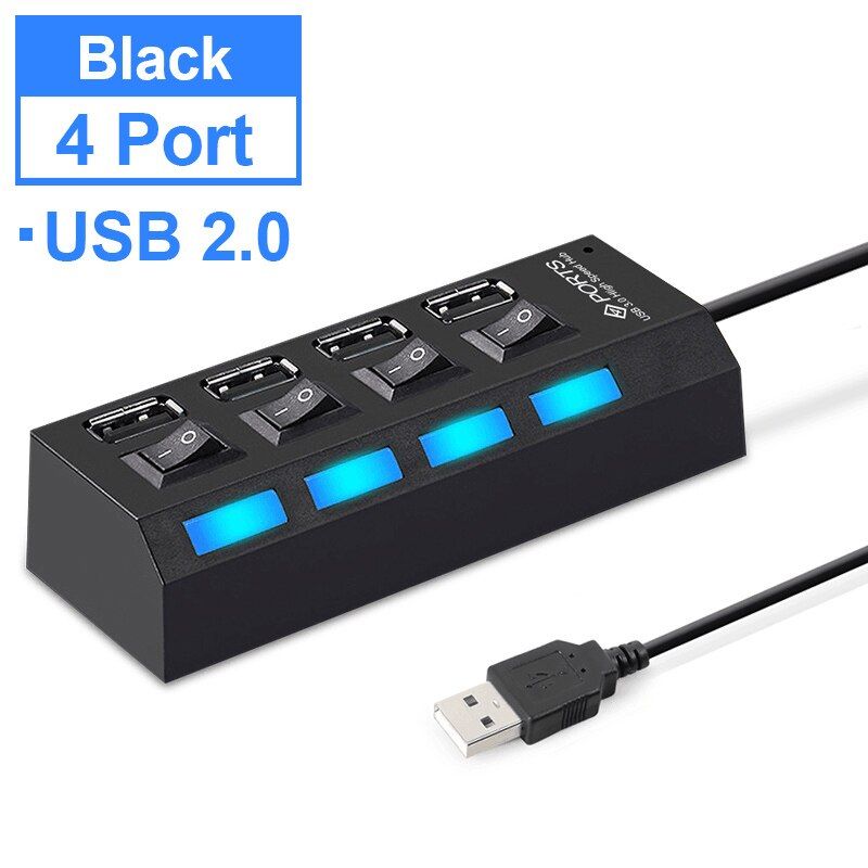 High Speed USB Splitter Converter with Seperate Switch Plug ON/OFF HUB USB 3.0 4 7 Ports Adapter USB C HUB OTG Adapter Powered