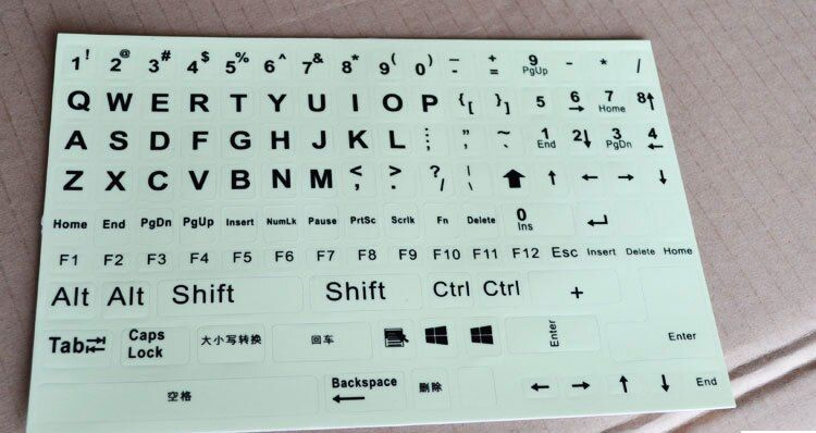 Fluorescent keyboard stickers Thai Korean Alphabet for all kind of keyboard Fluorescence luminous layout Shine long time