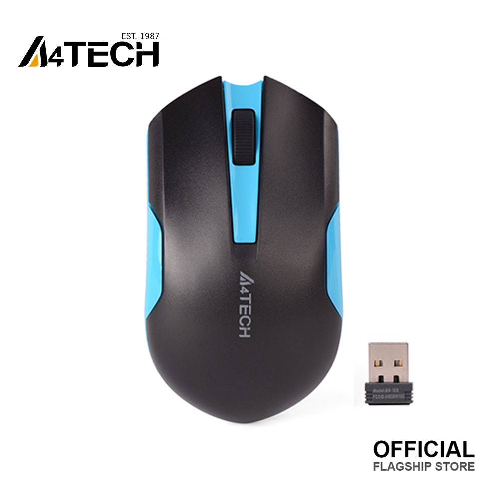A4TECH G3-200N Wireless Mouse - 2.4G Wireless - 1000 DPI - For PC/Laptop - Black/Blue/Orange