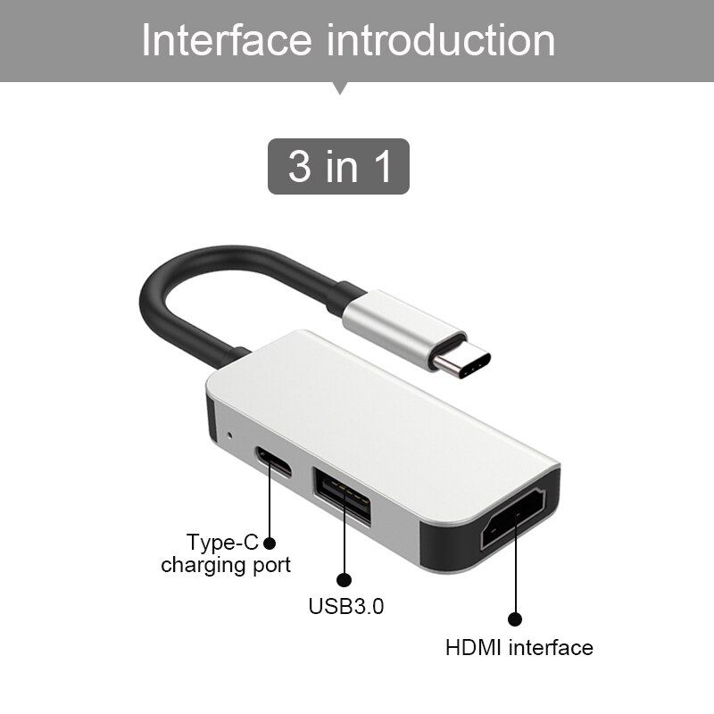 Bkscy USB C HUB Type-C To HDMI 4K Hub USB Adapter Type C PD Charging Port for MacBook Pro Samsung Galaxy S8 Type-C Hub