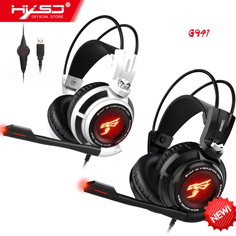 HXSJ G941 Gaming Headset 7.1 Sound Vibration Headset with Microphone for PC La-ptop Desktop Gamer Music Lover Stereo Bass Noise Cancelling Headphones LED Light USB Plug