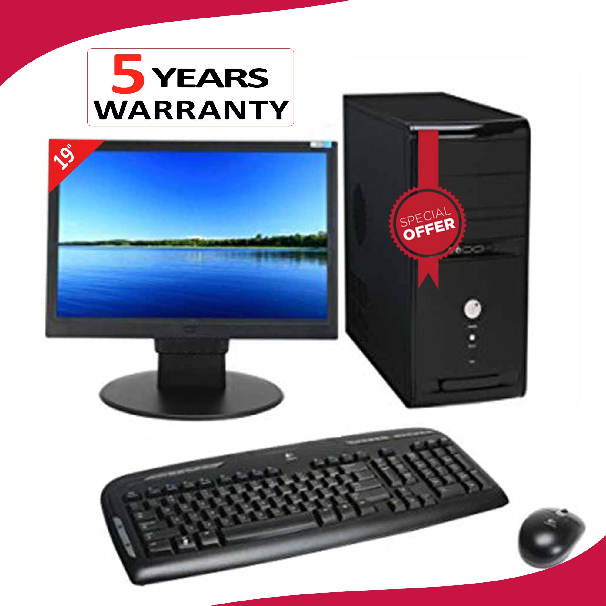 Intel Core 2 Duo 6MB Cache RAM 4GB HDD 1000GB And Monitor 19 Inch Full Desktop Computer Set.