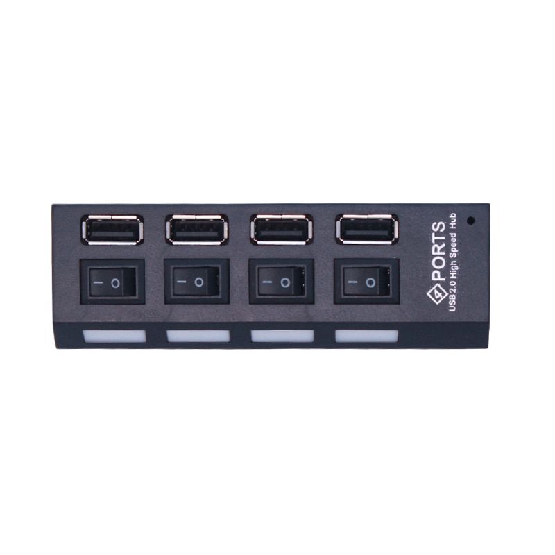 USB 2.0 Hub USB Hub 2.0 Multi USB Splitter Hub Use Power Adapter  Multiple Expander 2.0 USB Hub with Switch for PC（4 port Black）