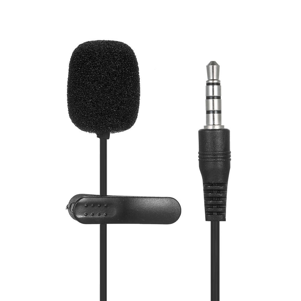 External Clip-on Lapel Microphone 3.5mm Jack Highly Sensitive Phone MIC Handsfree Wired Condenser Mic for Teaching Speeching Black