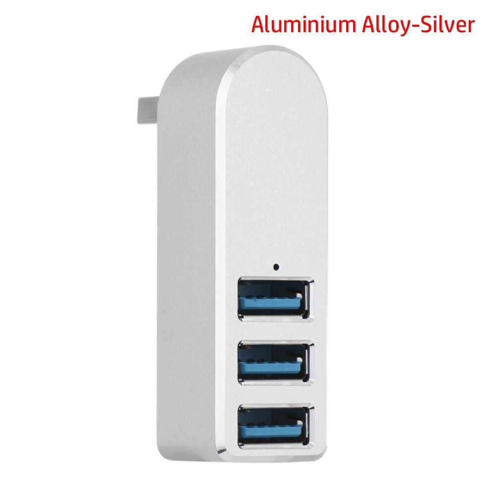 Universal Aluminum Alloy Rotating USB HUB 3 Ports USB 3.0 Expander High-speed Data Transfer Splitter Box Adapter For PC Laptop（1）
