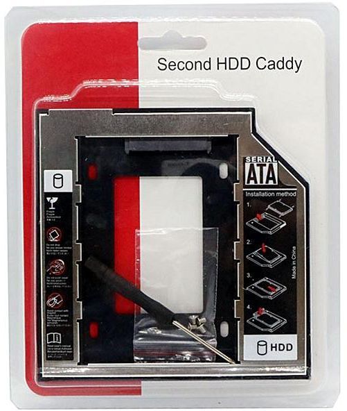 Laptop DVD to 2nd SSD/HDD Caddy Hard Drive Enclosures Size 9.5mm -Black