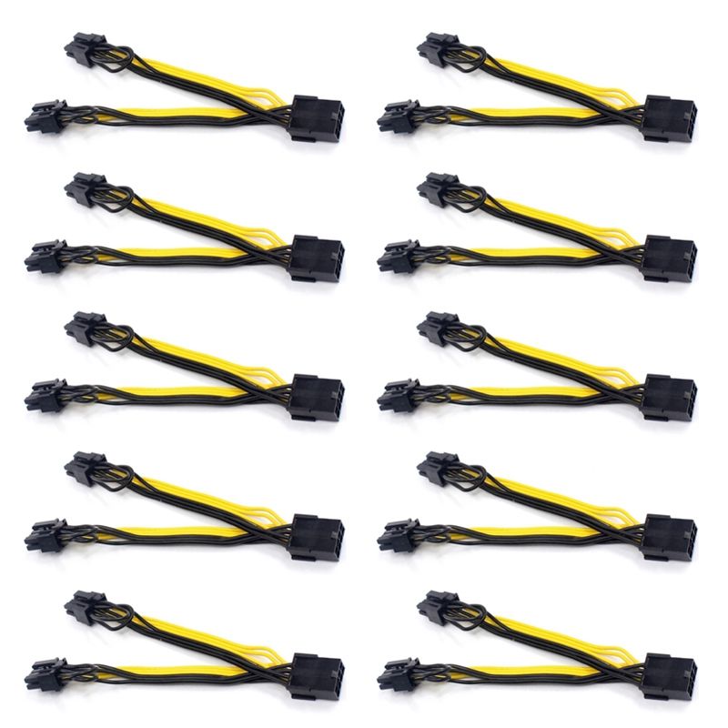 10X EPS CPU 8Pin to 2-Port PCIe 8Pin Power Supply Cable 18AWG 20CM