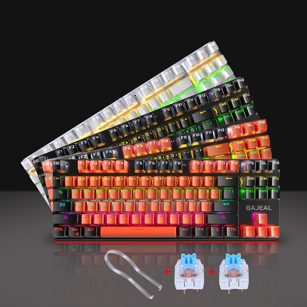Gaming Mechanical Keyboard 87 keys Anti-ghosting Hot Swapbble Blue Switch Color Backlit Wired Keyboard For pro Gamer Laptop PS4 with high wear resistance