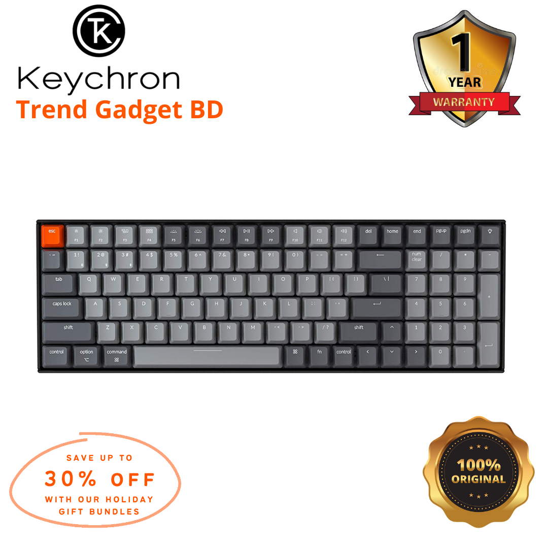 Keychron K4V2 hot swappable Aluminium Frame RGB Wireless Mechanical Gaming Keyboard with Brown Switch(version2)