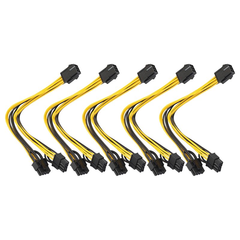 5Pcs 6Pin to 2X8Pin(6+2) Cable for BTC Miner Graphics Card Power Splitter Cable PCIE 6Pin to Dual 8Pin Power Cable