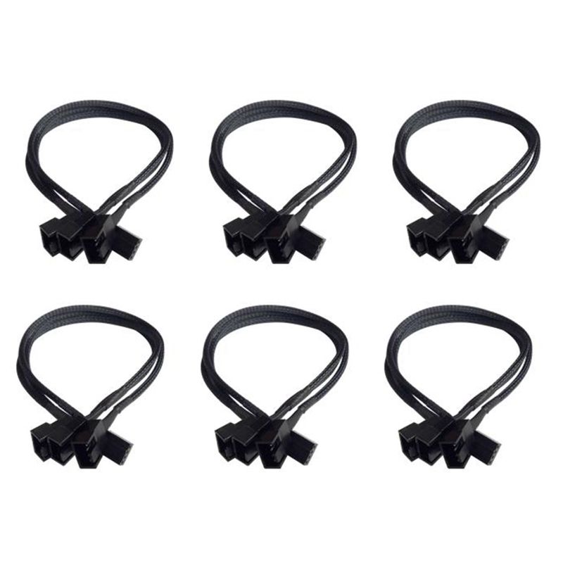 PWM Fan Splitter Adapter Cable Sleeved Braided Y Splitter Computer 4 Pin Fan Extension Power Cable 1 To 3 Converter