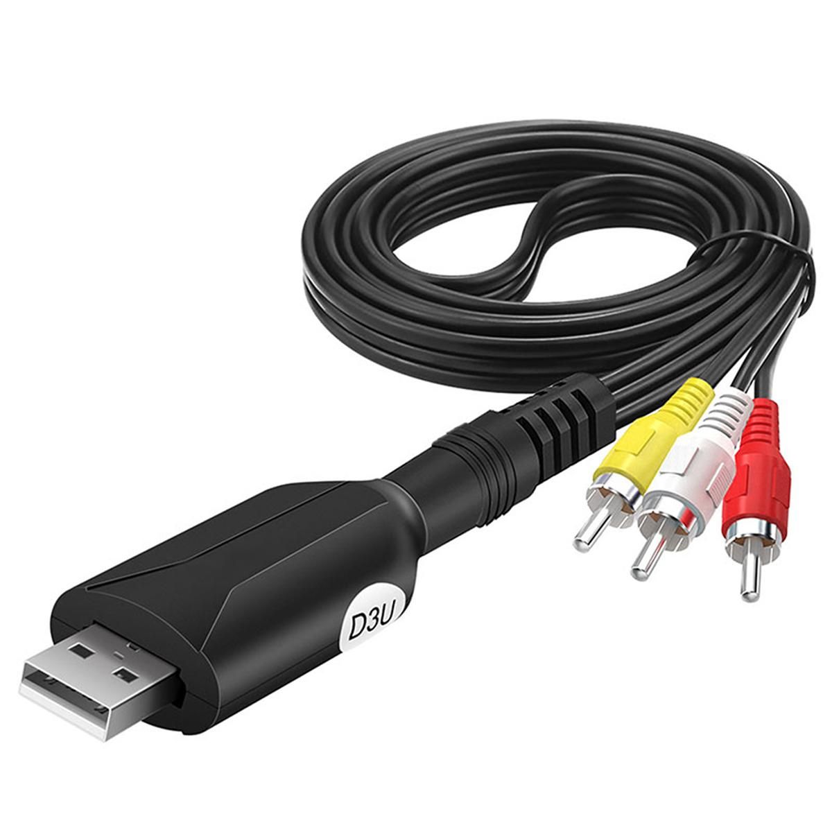 Usb To 3RCA Cable Usb Male To 3 RCA Male Jack Splitter Audio Video Av Connector Adapter Cable