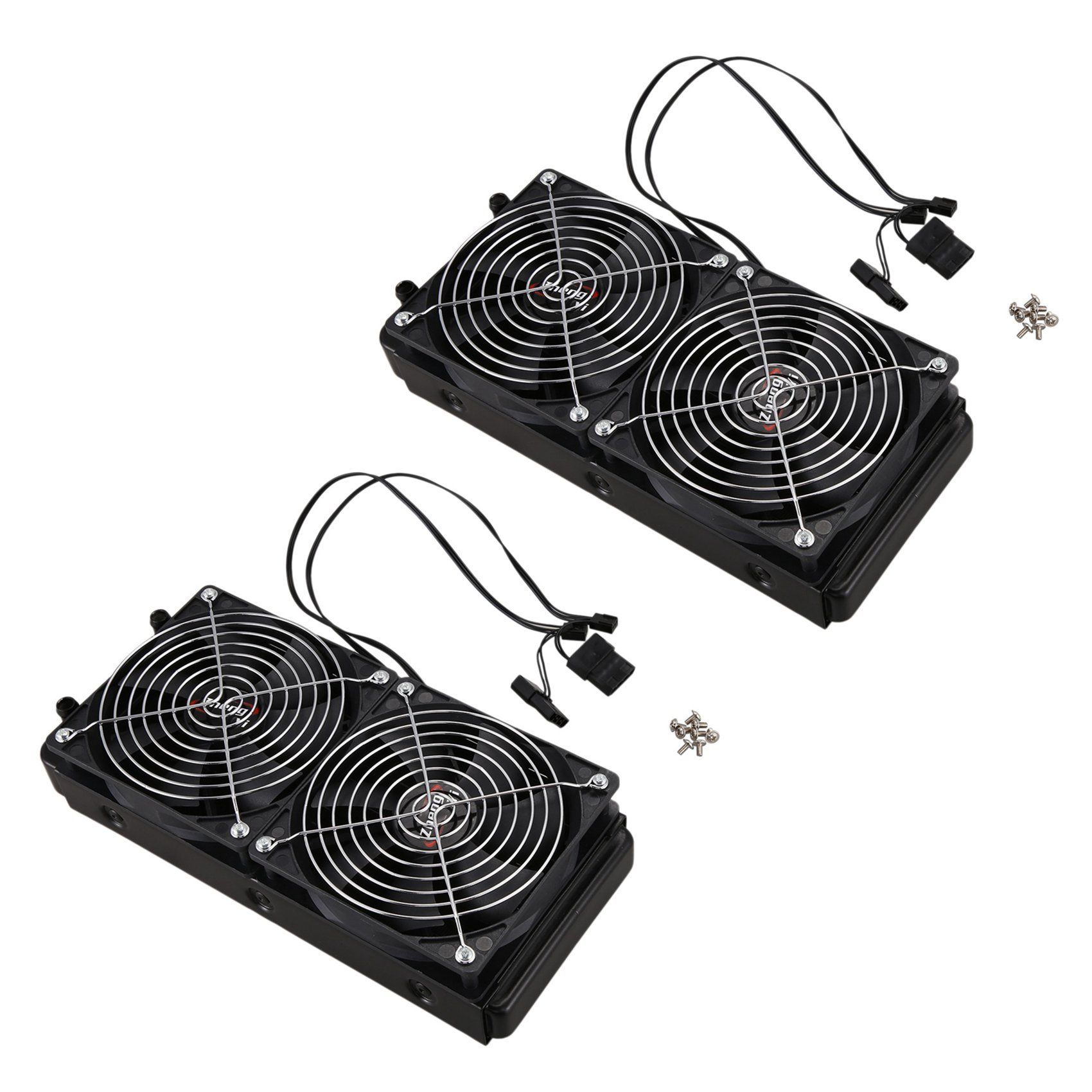 2X Aluminum 240mm 10 Pipe Water Cooling Cooled Row Heat Exchanger Radiator with Fan for CPU PC Water Cooling System