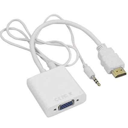 HDMI to VGA Adapter with 3.5mm Audio Port,  HDMI to VGA conversion adapter HDMI adapter standard - White