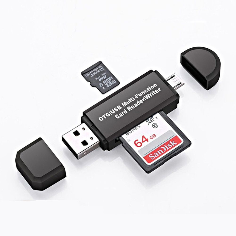ILEPO 2 In 1 USB C Card Reader Type C OTG Flash Drive Cardreader Adapter USB 2.0 TF/Mirco SD Smart Memory Card Reader HUB PC（Black）