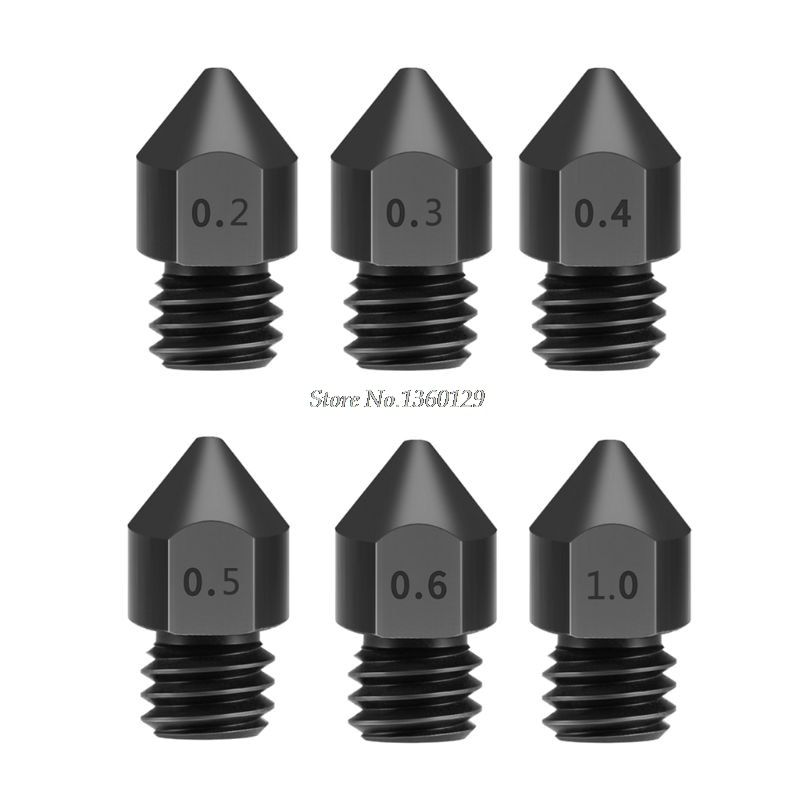 Reprap MK6 Hardened Steel Nozzle 1.75mm 0.2mm/0.3mm/0.4mm/0.5mm/0.6mm/1.0mm for Ender 3 CR10 CR10S hotend Whosale&Dropship