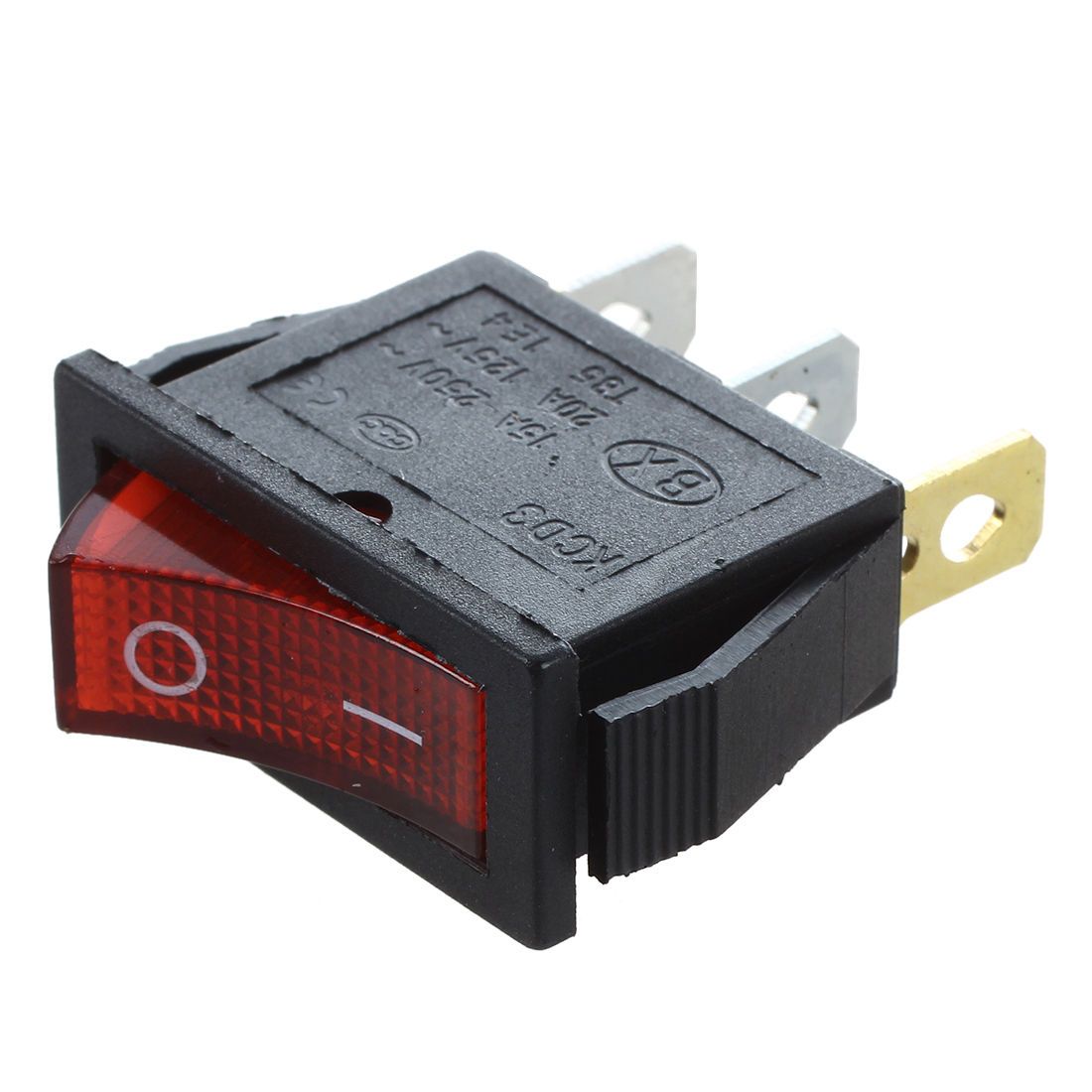 Harmony Rocker Switch ON OFF Bright Bipolar 28x10mm 250V 15A 3 Terminals RED