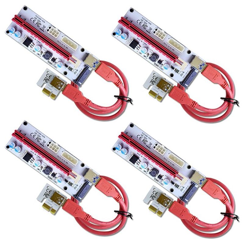 4-Pack VER 008S Multi-Power 16X To 1X Powered Riser Adapter Card 60Cm USB 3.0 Extension Cable - GPU Riser