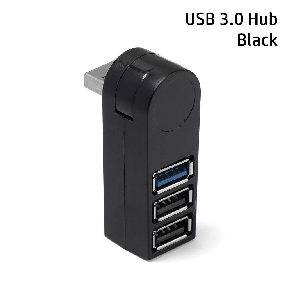 1Pc New Mini USB 3.0 Hub Rotatable Adapter Universal 3 Ports USB Expander High Speed Data Transfer Splitter Box Accessories（USB 2.0 Hub\tWhite）