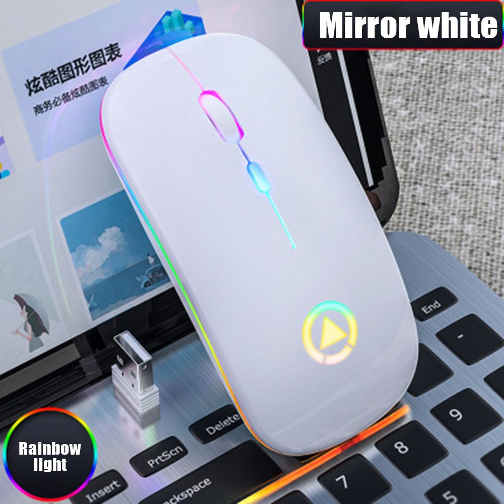 Yfashion 2.4GHz Wireless Optical Mouse USB Rechargeable RGB  ce For PC Laptop