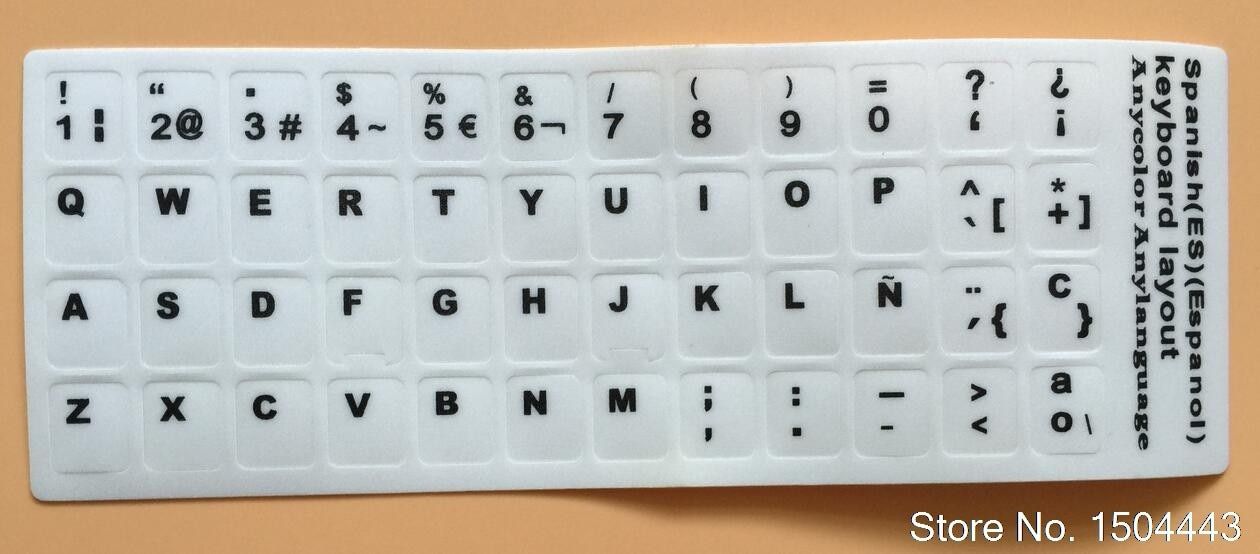 Keyboard Sticker 2Pcs/Lot White Color Spanish For Pc Keyboard 10 11 12 13 14 15 17 20 22 24 34 Inch Laptop/Desktop Computer