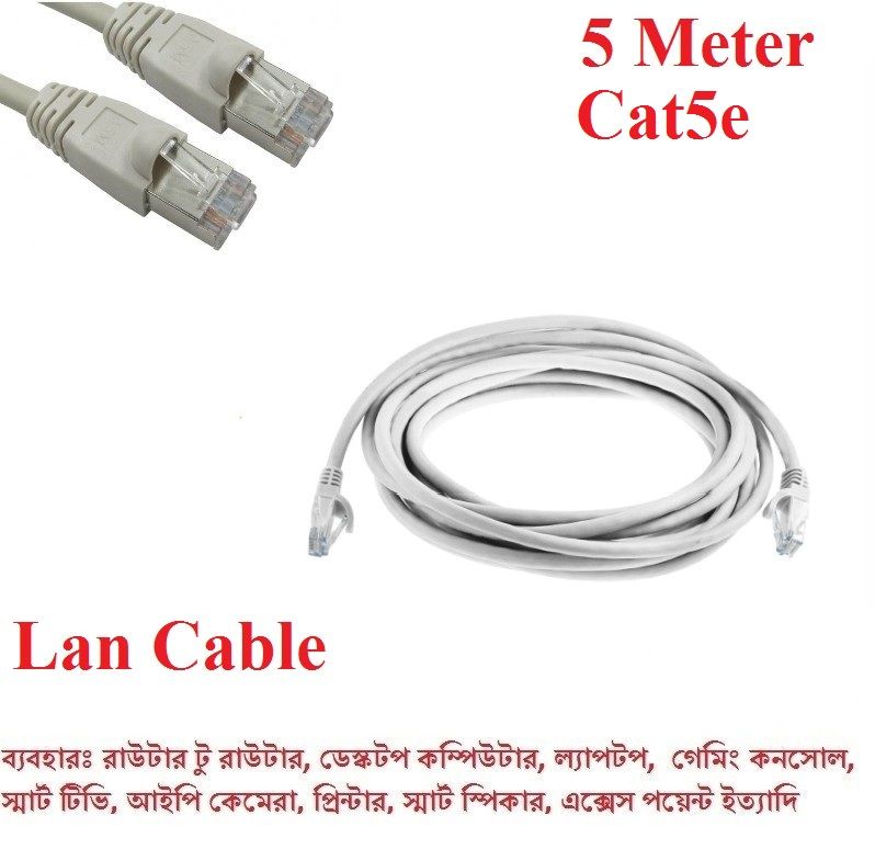 5 meter dbl Cat5e RJ45 Ethernet Network Cable LAN Internet Patch Cord