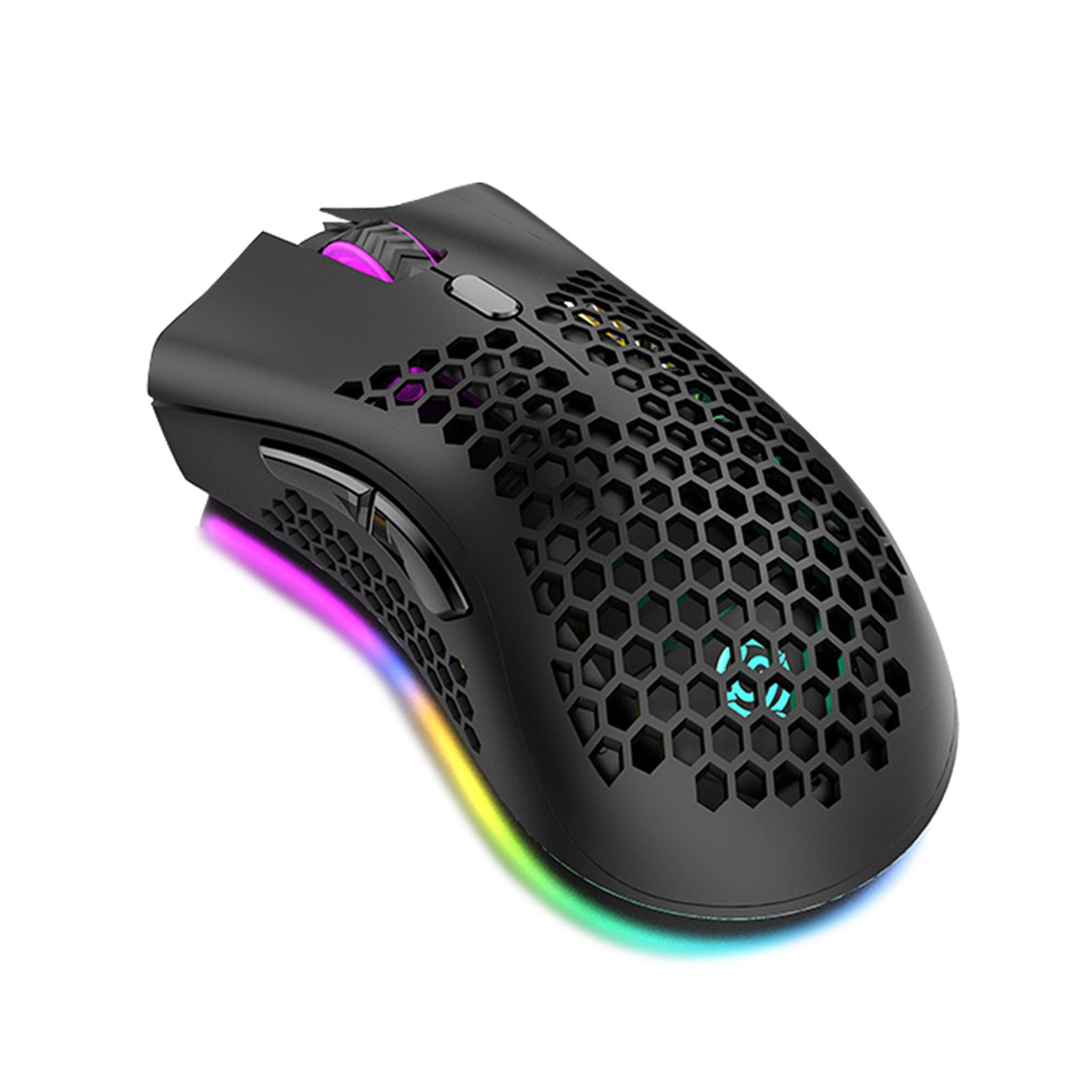 Wirelessly Mouse with USB Receiver Plug Ergonomic Optical RGB Illuminated Mouse 3 Levels DPI with Scroll Wheel 2 Thumb Buttons Built-in 400mAh High Capacity Rechargeable Batterys Cell for Laptop Computers E-sports Portable