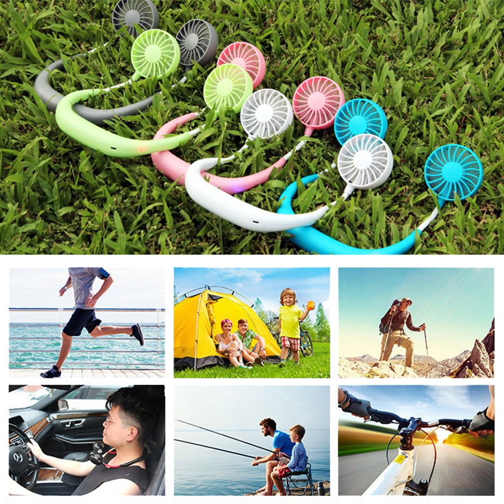 Sports Hanging Neck Fan Charging Fan Portable Lazy Fan Folding Handheld Desktop Silent Fan Strong Wind,
