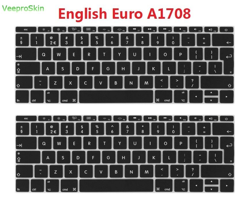 EU Layout Keyboard Cover for MacBook Pro 13 Inch  2020 &  2020 Release A1708 No Touch Bar & For MacBook 12 Inch A1534 Skin
