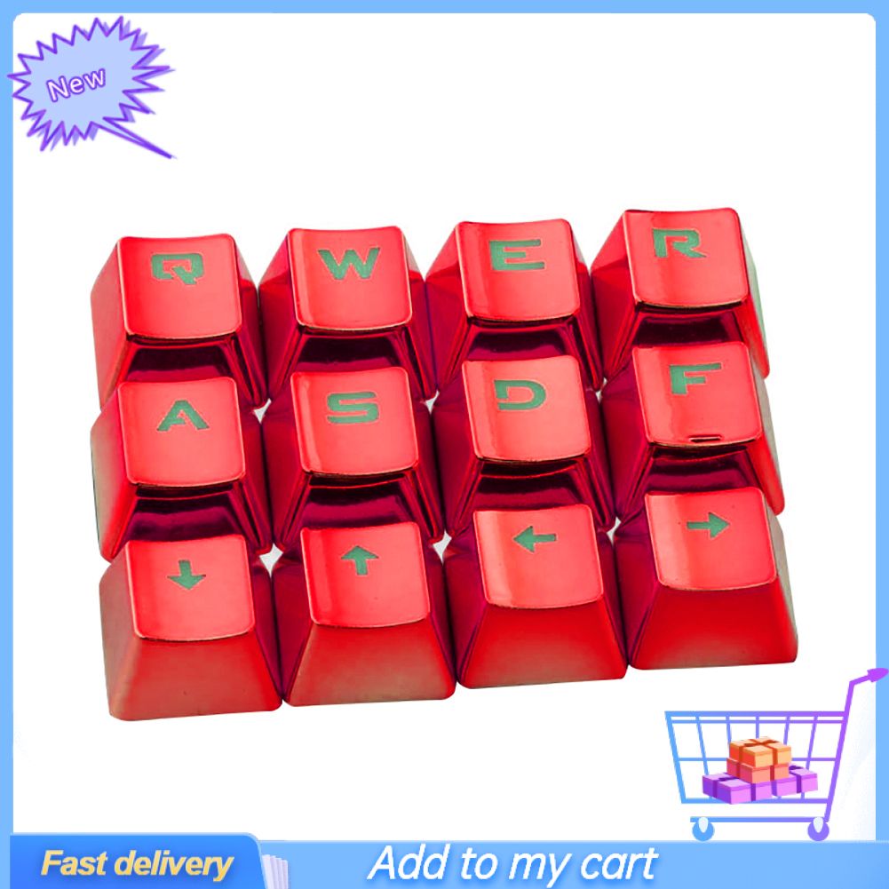Greenbox 12Pcs/Set PET Electroplating Game Keyboard Key Caps Replacement Button Set