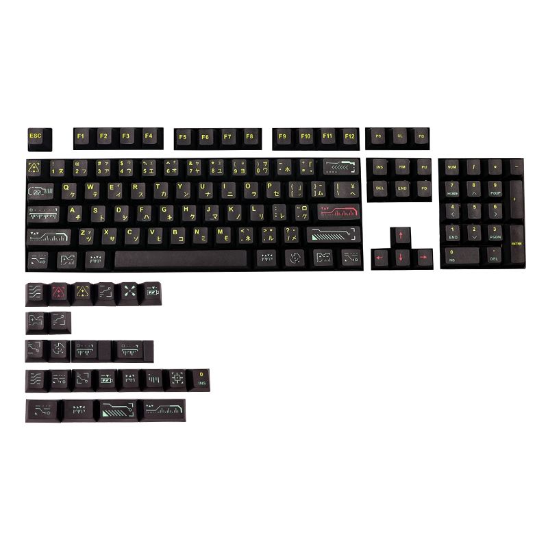128 Keys/Set Black Awaken Keycap PBT 5 Side Dye Subbed Key Caps for MX Switch Mechanical Keyboard Cherry Profile