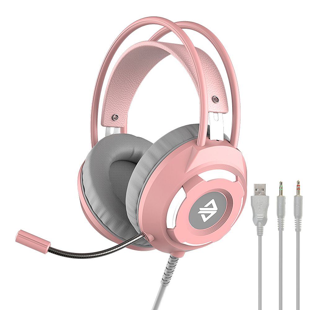 Ajazz AX120 USB Wired Headset 3.5mm Stereo Gaming Headset Noise Cancelling Headphone with Mic 50mm Driver Unit White