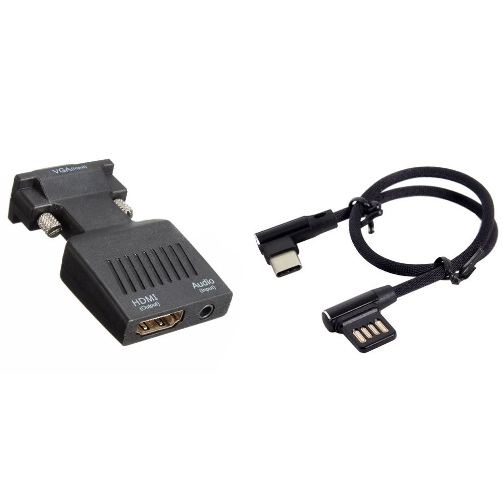 1 Set 1080P VGA Male To HDMI Female Adapter Converter & 1 Pcs USB-C 3.1 Type-C To Left Right USB 2.0 Data Cable