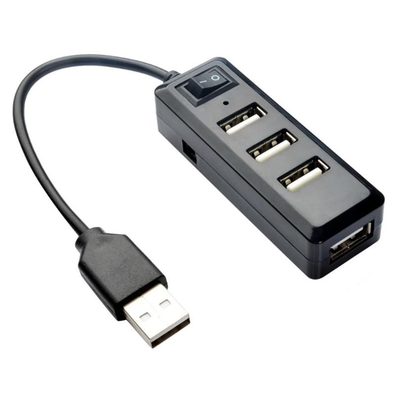 Portable 4 Ports USB 2.0 HUB Phone Charge Splitter Extension Adapter with Switcher Plug and Play Supporting Hot Swap