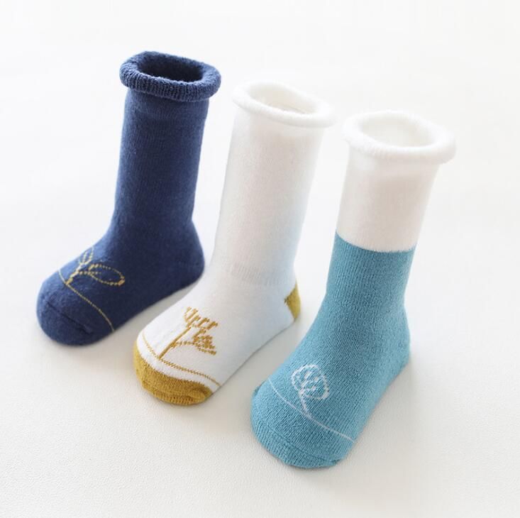 3 Pairs/Lot Cotton Newborn Baby Socks Plus Velvet Thick Non-slip Infant Socks Girls Boys Home Floor Knee High Socks 0-3 Years