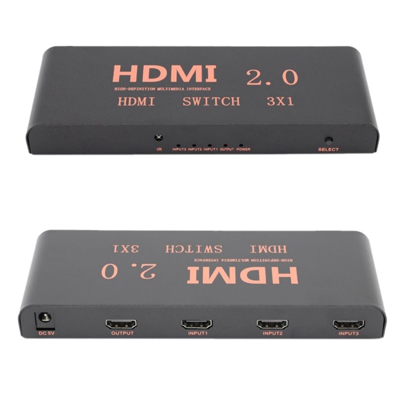 3 in 1 Out 2.0 Switcher 4K60HZ HD Switcher Supports Blu-Ray Input/3D Output/HDCP2.2/HDR Dynamic US Plug