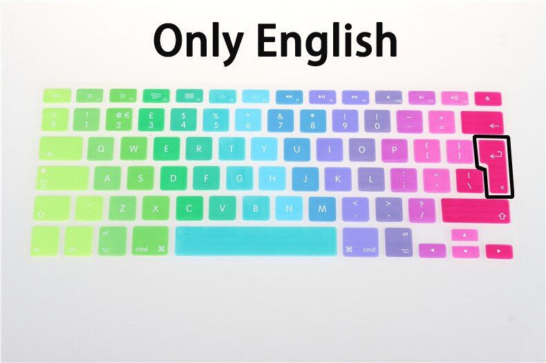 Gradient Rainbow Waterproof EU/UK Layout Keyboard Protector Cover Stickers Skin For MacBook Pro 13 15 17 Retina & Air 13