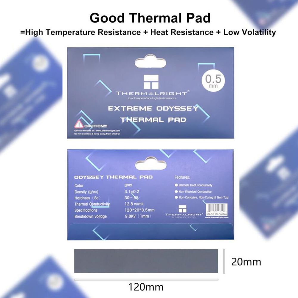 Thermalright ODYSSEY Heat Dissipation Silicone Pad CPU/GPU Graphics Card Thermal Pad Motherboard Silicone Pad,120X20X3.0mm