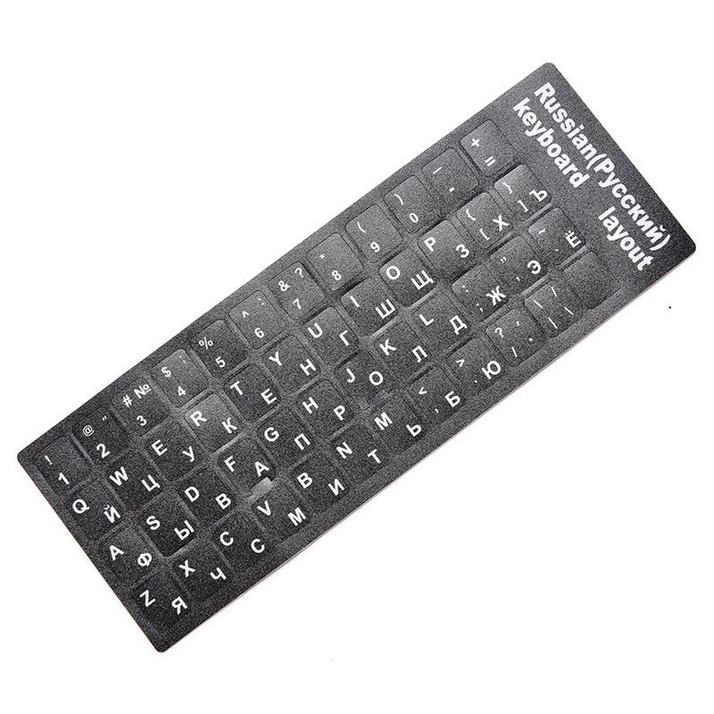 1PC Standard Keyboard Sticker Layout Durable Alphabet Black With White Letters Laptop Desktop Computer Keyboard Stickers