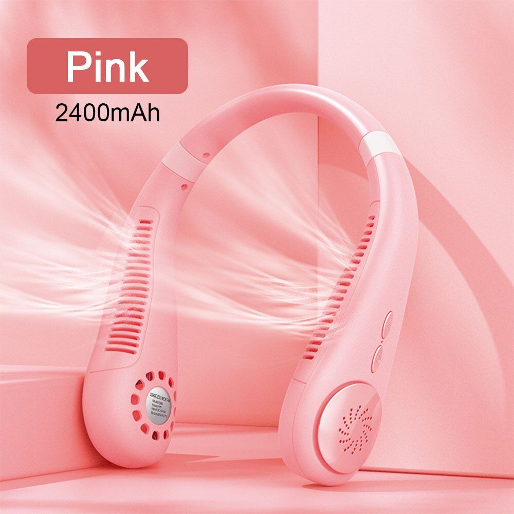 Lazy Hanging Neck Fan Mute Outdoor Sports USB Small Fan No Leaf Hanging Neck Mini Portable 360 Degree Lazy Neckband