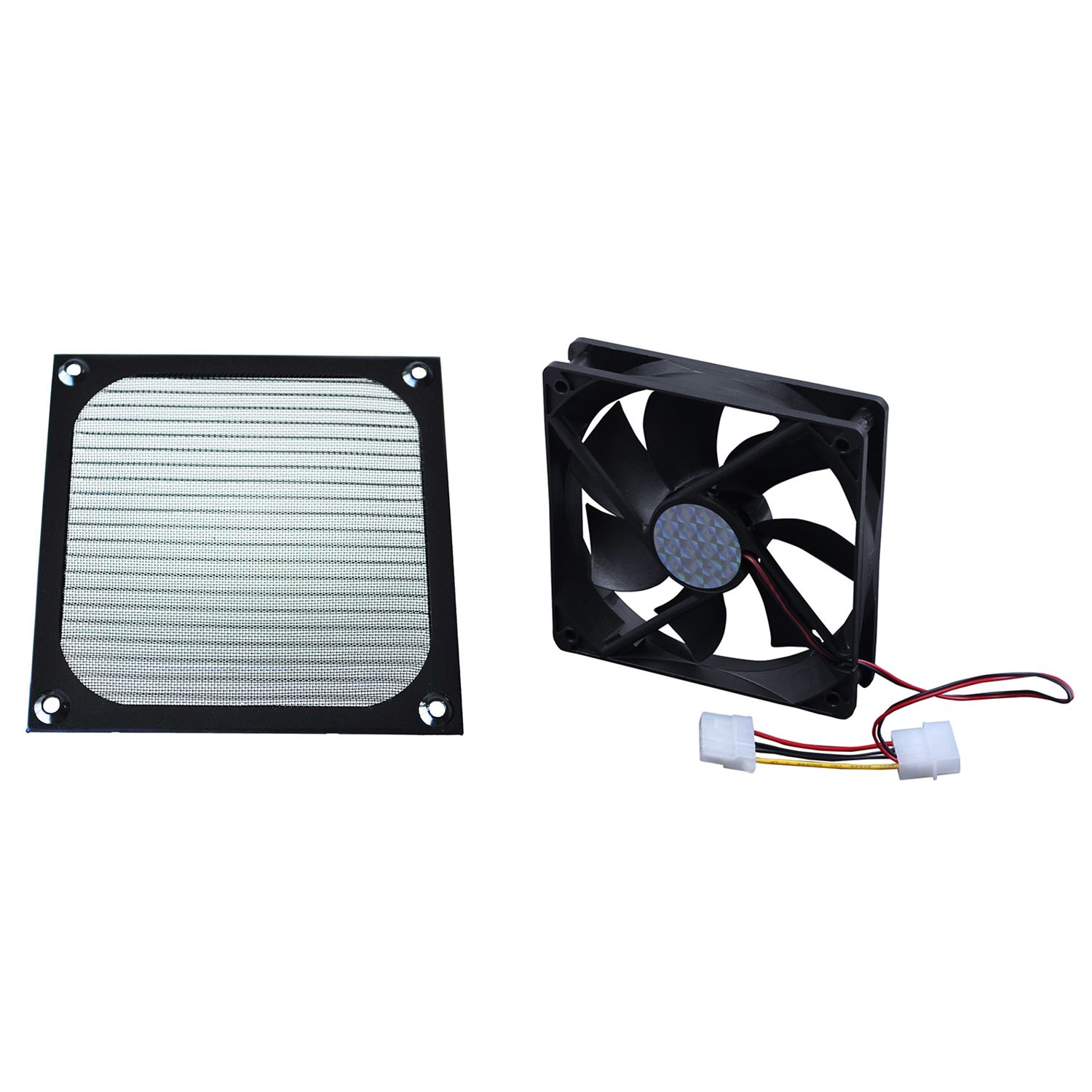 1Pcs 12Cm x 12Cm PC Cooler Fan Aluminum Dustproof Meshy Filter Black & 1Pcs 120Mm x 25Mm DC 24V 4Pin Sleeve Bearing Computer Case Cooling Fan ， PC Fan Filter
