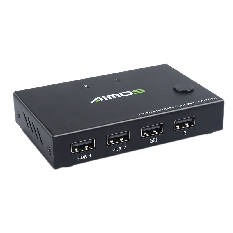 AIMOS HDMI Kvm Switch 2 Port TYPE-C KVM Switch 2 Port HDMI Printer Sharing a Computer Display USB Mouse and Keyboard 2 Into 1