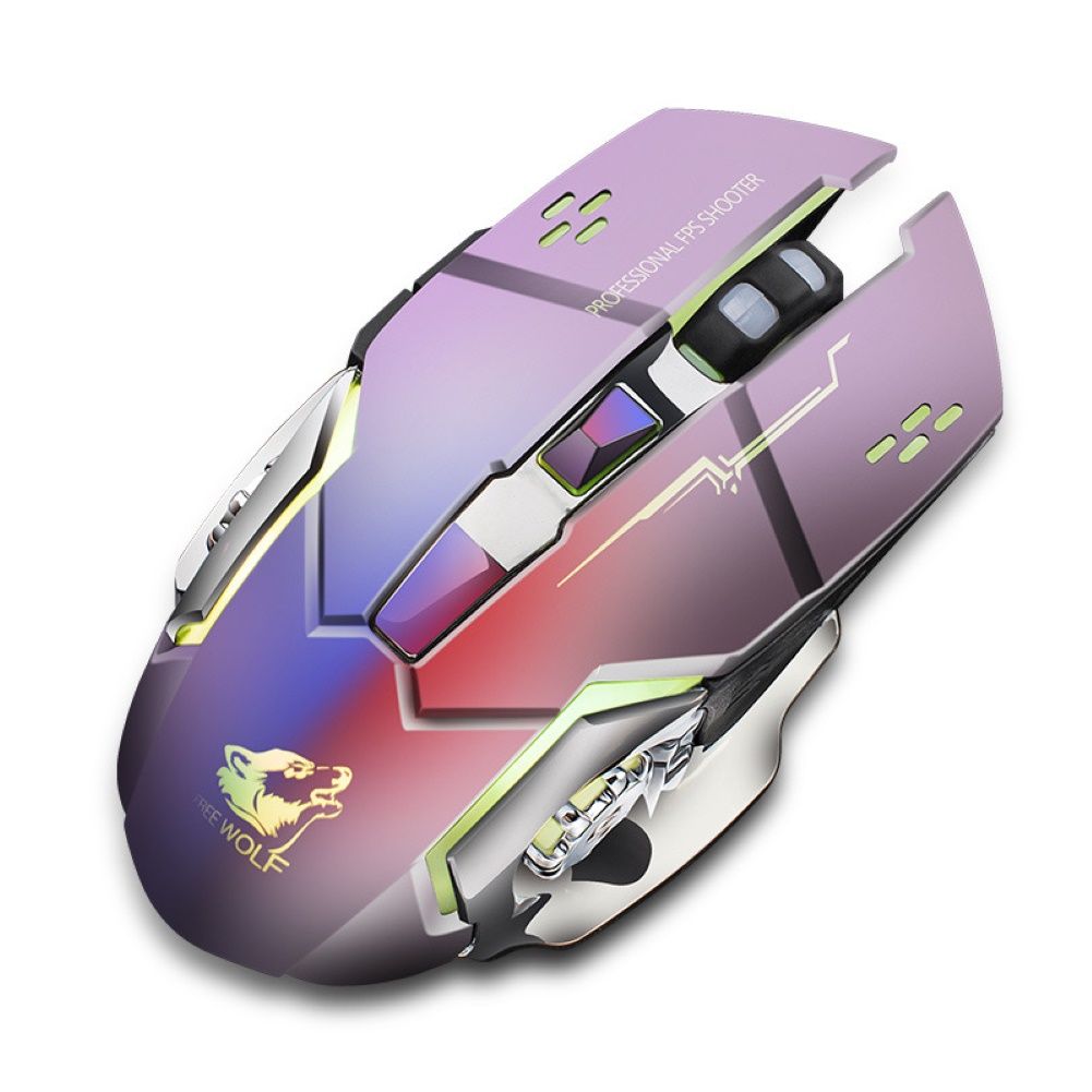 Rechargeable LED Backlit Mute Ergonomic Gaming Wireless Mouse with USB Receiver