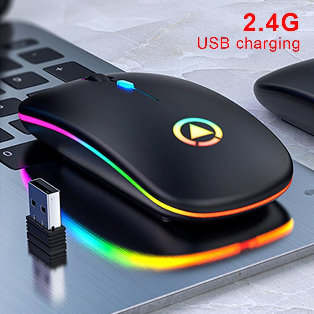 RGB Rechargeable Wireless Mouse USB Silent Mouse Ergonomic Optical Gaming Mouse For PC Laptop